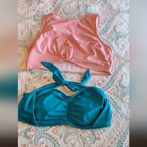 Pink and Teal Bikini Tops